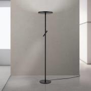LED-gulvlampe Teide, svart, metall, leselampe, dimmer