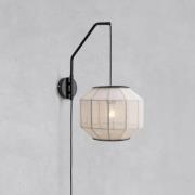 Vegglampe Asuka, Ø 27 cm, beige/svart, stoff/metall