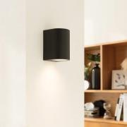 Prios utendørs vegglampe Tetje, svart, rund, 10 cm