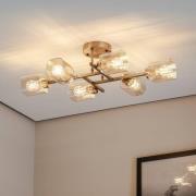 Taklampe Horia antikk gull/amber 80x40 cm glass/metall 6 lyskilder