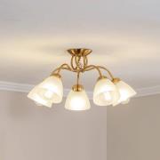 Taklampe Miranda, 5 lyskilder, messing