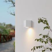 Prios Irfan utendørs vegglampe kantet hvit 10 cm
