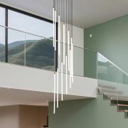 LED-hengelampe Flare, messingfarget, Ø 35 cm, CCT, 12 lyskilder