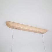LED-pendellampe Kenzie, lengde 60 cm, lysebrun, tre, CCT