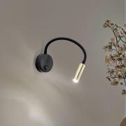Vegglampe Lagos, svart/gull, 45 cm, leselampe, G9