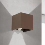 Utendørs LED-vegglampe Cube-S, corten, metall, sensor
