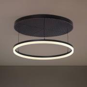 Lucande LED-taklampe Orven, svart/tre, Ø50 cm, dimbar