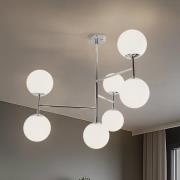 Taklampe Korek, krom/hvit, glass, 75 cm, 7 lyskilder, E14