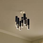 Taklampe Orino, svart/gull, metall, 7 lyskilder, GU10