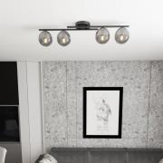 Taklampe Kairo, svart/røykgrå, metall, 4 lyskilder.