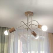 Taklampe Oxford, sandbeige, tre, metall, 3 lyskilder, Ø 44 cm