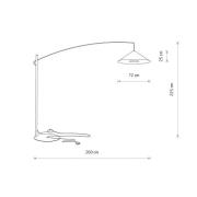 Bueformet lampe Poise, svart, stål, tekstil, utstrekning 260 cm