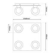 Taklampe Donika, 4 lyskilder, kantet, glass, stål, ravfarget, G9