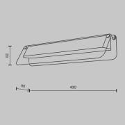 LED-vegglampe FLAT, grå/messing, bredde 43 cm, glass/metall