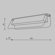 LED-vegglampe FLAT, grå/messing, bredde 30 cm, glass/metall