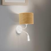 Vegglampe, ledning, hvit/sennepsgul, leselampe