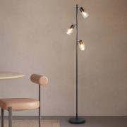 Gulvlampe Cadiz, svart/ravfarget, 3 lyskilder, høyde 154 cm