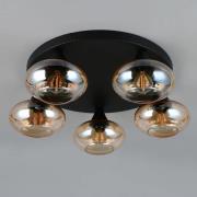 Taklampe Divina, ravfarget, Ø 49 cm, 5 lyskilder, glass