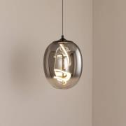 LED-hengelampe Lilly, glass, røykgrå, Ø 28 cm, 4000 K