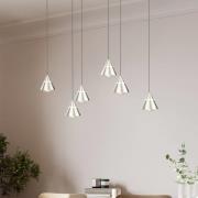 LED-hengelampe Romeo, lengde 75 cm, nikkelfarget metall, 6 lyskilder.