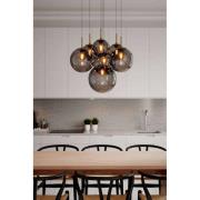 By Rydens pendellampe Laura, Ø 54 cm, 7 lyskilder, røykgrå