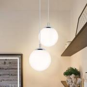 Paulmann hengelampe Globe, hvit satinert/krom Ø 20 cm IP44