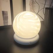 LED-batteridrevet bordlampe LUSTRO, hvit, Ø 15 cm, RGBW, touchdim