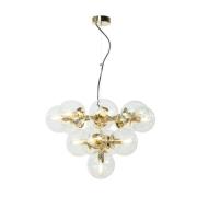 Hengelampe Zumba, glass/metall, gull/klar, 13-flammet