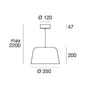 LED-hengelampe Delfi_P, svart, Ø 35 cm, metall
