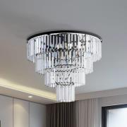 Taklampe Cristal, transparent/svart, Ø 71 cm