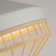 Pendellampe Lanya, hvit, stål/bambus, Ø 30 cm, E27