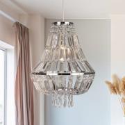 Pendellampe Dietana, klar/grå, metall, Ø 30 cm, E27