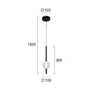 LED-hengelampe Abeona, Ø 10 cm, svart/klar, metall/glass