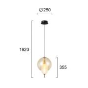 LED-hengelampe Adol, ravfarget, Ø 25 cm, glass