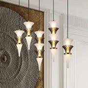 LED-pendellampe Venera, høyde 29 cm, hvit/brun, glass