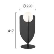 Bordlampe Fedora, høyde 42 cm, svart, metall/glass