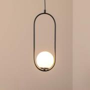 Hengelampe Mudoni, svart/hvit, glass, metall, E27
