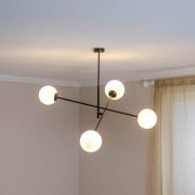 Taklampe Linear, svart/opal, 4 lyskilder