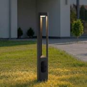 Lucande LED-gatelampe Pirron, høyde 80 cm, stikkontakt, IP54