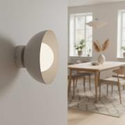 Vegglampe Bibi K1, grå, stål/glass, Ø 18 cm