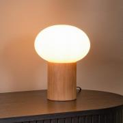 Bordlampe Birtle, høyde 23 cm, hvit/lys tre, tre/glass