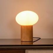 Bordlampe Birtle, høyde 38 cm, hvit/lyst tre, tre/glass