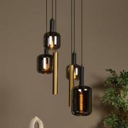 Hengelampe Joanet, Ø 65 cm, røyk/messing Glass/metall 6 lyskilder