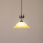 Mira hengelampe, krem/bronse, glass, Ø 40 cm, E27