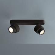 LED-spot BRUSH, svart, 30 cm, 2 lyskilder, metall, dimbar, 2.700 K