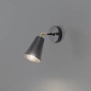 Vegglampe Evander, svart/gull, metall, høyde 21 cm, E27