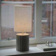 Can bordlampe, hvit/grå, høyde 57 cm, keramikk, tekstil