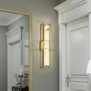 utendørs LED-vegglampe BLAKLEY, gull/alabast, høyde 61 cm, IP44