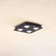 Lindby taklampe Jyla, matt svart, 25 x 25 cm, 4 lyskilder