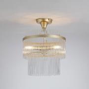 Taklampe Lara, Ø 35 cm, gullfarget/klar, glass/metall